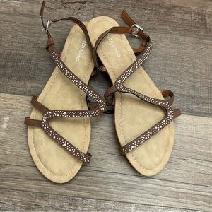 Andiamo Brown Flat Sparkle Sandals